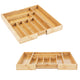 GreenBlue GB379 Conjunto de 2 organizadores de talheres em bambu, bandeja expansível, 7 compartimentos básicos e 2 amovíveis para utensílios de cozinha, organização de gavetas para talheres, dimensões: 32,5-50x43x45cm, 2 unidades