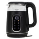 Adler AD 1305 bs Hervidor eléctrico de vidrio 1.7L, Negro y plata, Control de temperatura, Pantalla LED