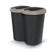 Cubo de basura Compacta B Duo, marrón/negro, capacidad 40L, un compartimento, dos tapas, versión para montaje en pared, NDBS40-WG5C_S411