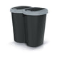 Cubo de basura Compacta B Duo, gris/negro, capacidad 40L, un compartimento, dos tapas, versión para montaje en pared, NDBS40-429U_S411
