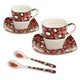 Conjunto de porcelana expresso para duas pessoas, xícaras com pires e colher, ideia de presente 2 x 80 ml