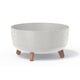 Vaso baixo em madeira ecológica com pés removíveis incl. inserto para uso interno e externo Floreira redonda de plástico resistente a UV 380 mm, ECO Branco