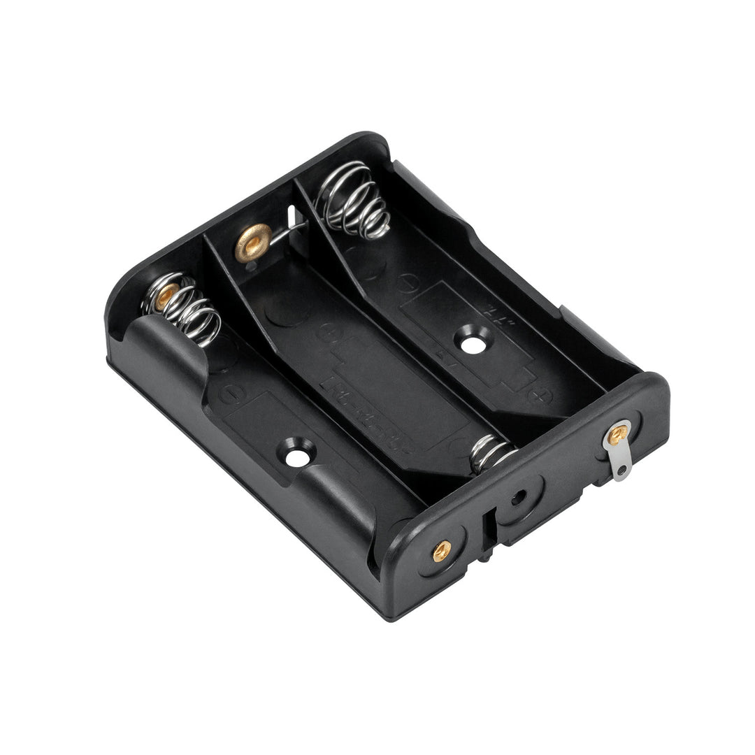 Suporte quadrado para 3 pilhas AA de plástico preto GNI0052