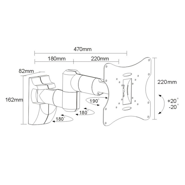 Suporte de parede articulado Maclean MC-503A S para ecrãs de TV PLASMA, LCD e LED de 23 a 50", VESA 200x200 de 30 kg
