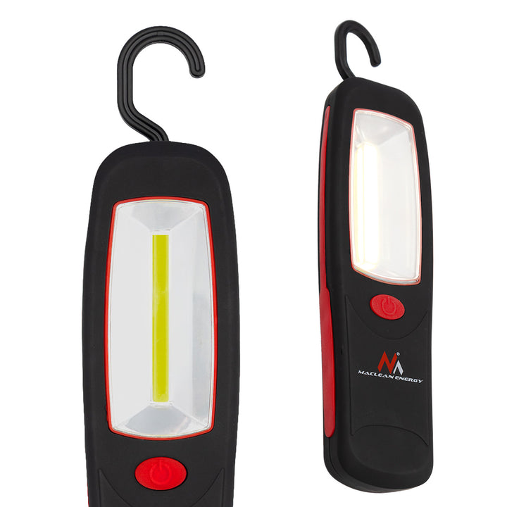 Lámpara de taller COB LED Maclean, imán, gancho, 3 pilas AA, MCE03