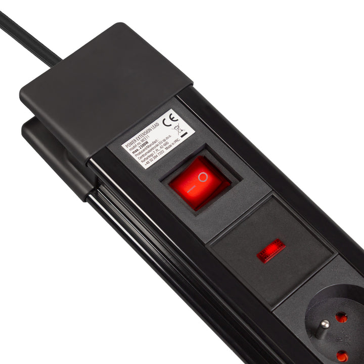 Filtro de energia com 8 tomadas, interruptor iluminado, proteção para crianças