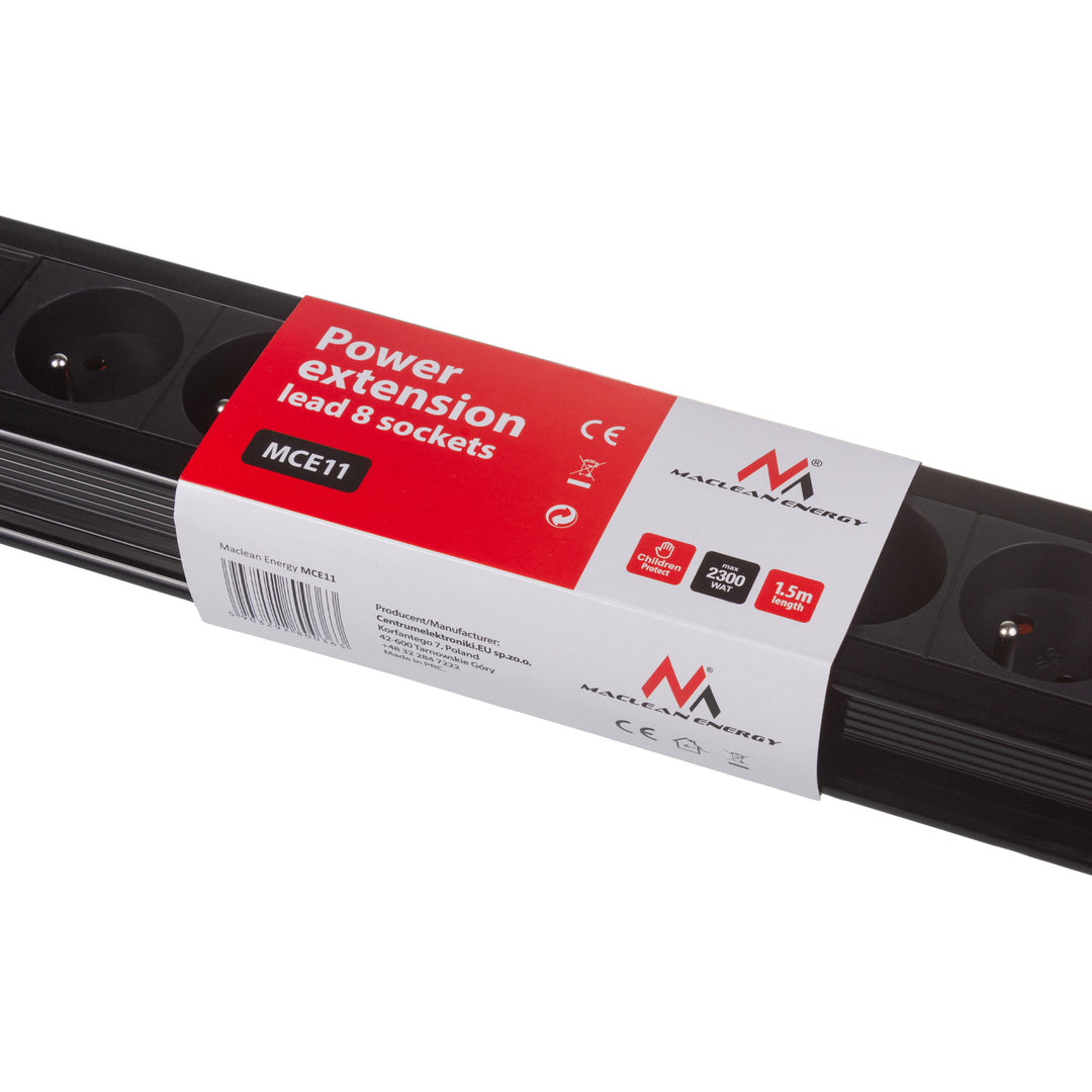 Filtro de energia com 8 tomadas, interruptor iluminado, proteção para crianças