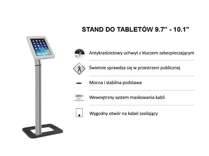 Maclean MC-645 Soporte de suelo para tablet iPad, Galaxy TAB, Goclever con sistema antirrobo