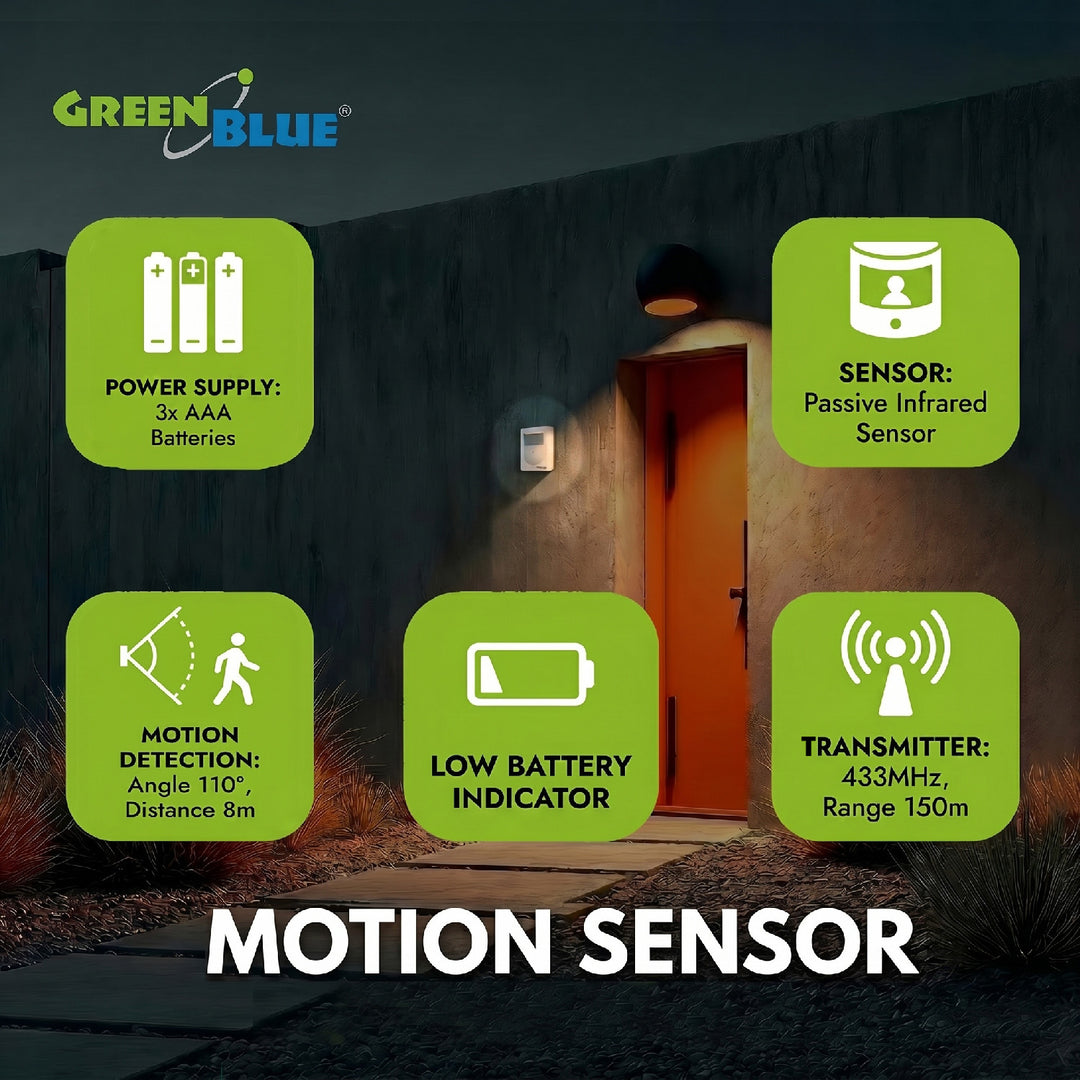 Alarma inalámbrica con sensor de movimiento independiente GreenBlue GB3400