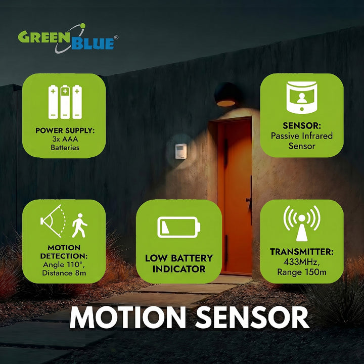 Alarma inalámbrica con sensor de movimiento independiente GreenBlue GB3400