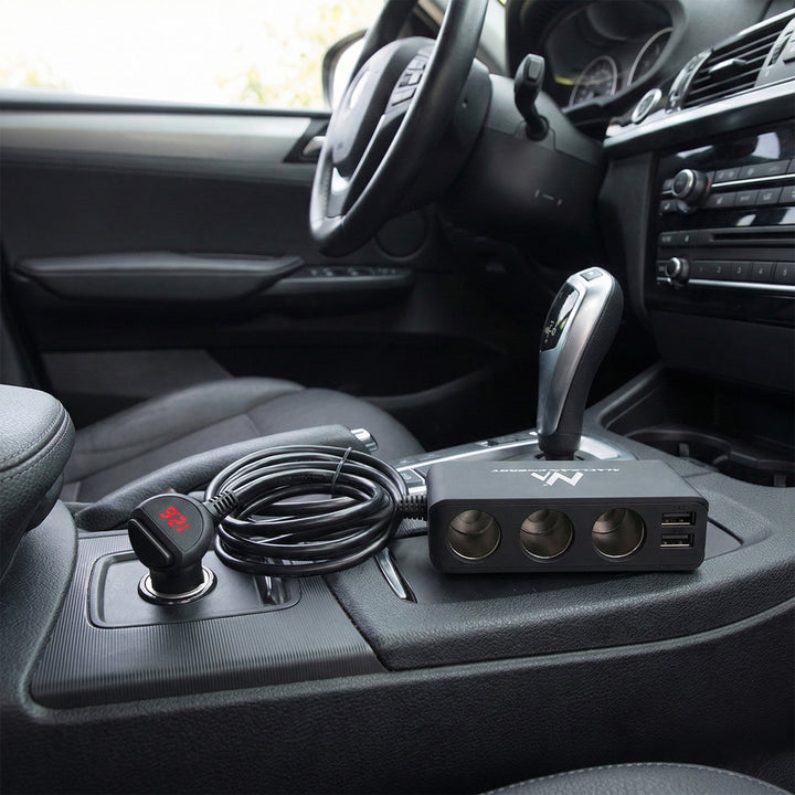 Extensão de isqueiro ladrão e carro 12V, 3 tomadas e 2 portas USB Maclean Energy MCE117