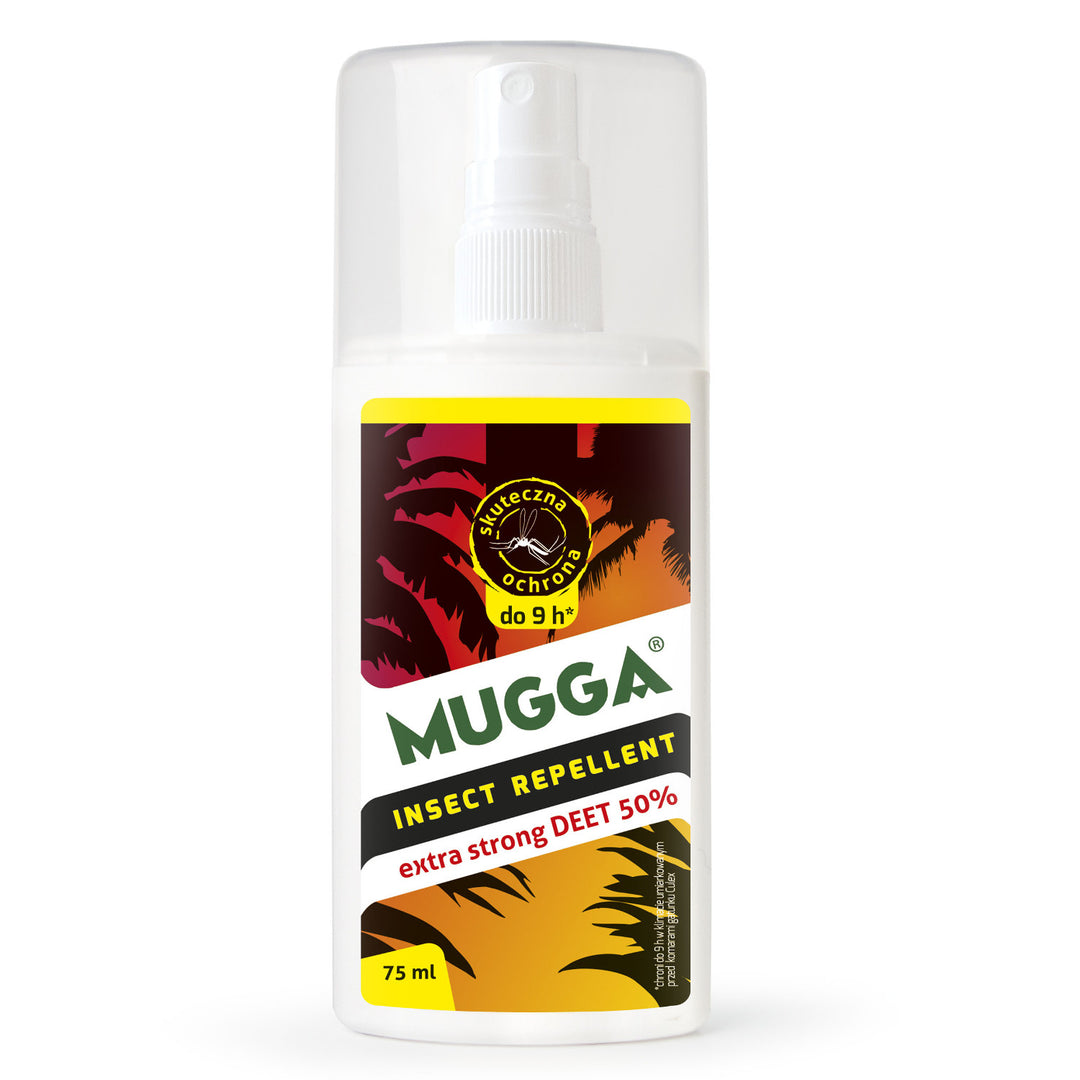 Mugga Deet Spray 50%, Repelente de insectos, contra mosquitos, garrapatas, 75ml