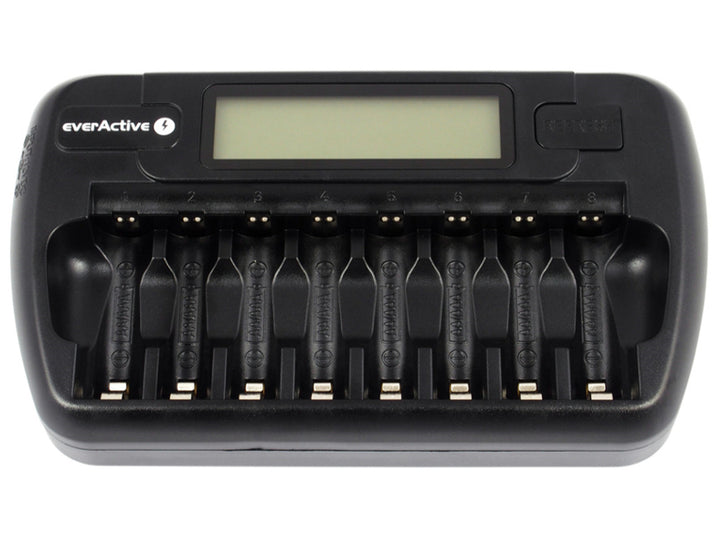 Carregador de pilhas AA e AAA everActive, 8 canais, visor LCD, NC-800