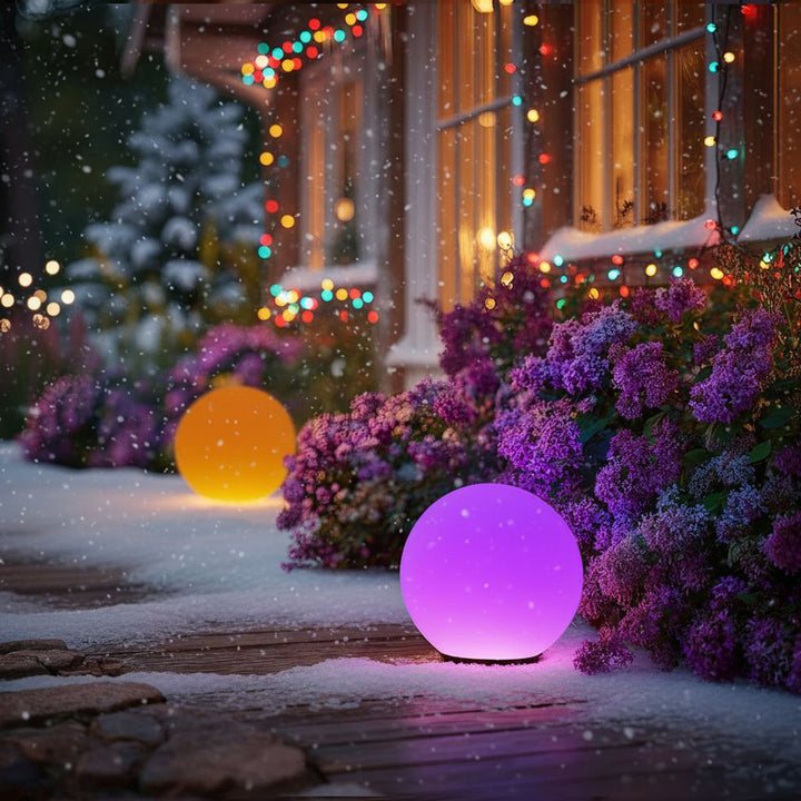 Lâmpada solar LED para jardim bola multicolorida 25 x 25 x 58 cm VerdeAzul GB165