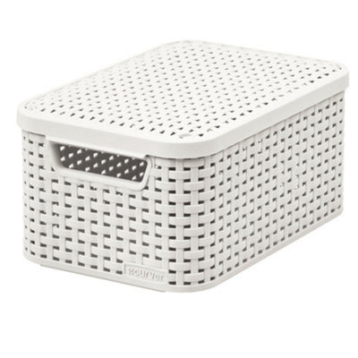 Rota Curvada Beige Mi Estilo Cesta Con Tapa