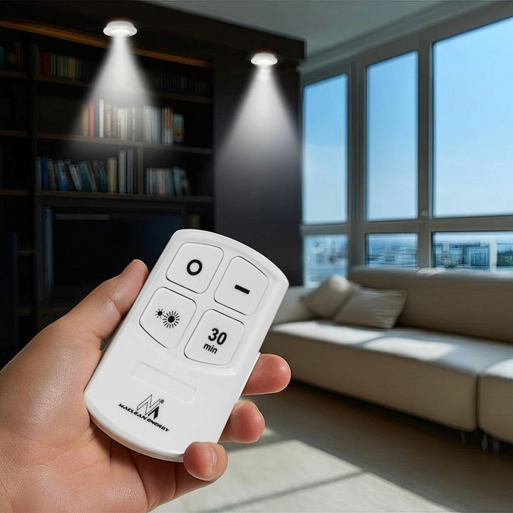 Conjunto de 6 luzes LED com controle remoto 4 modos de iluminação Maclean Energy MCE165