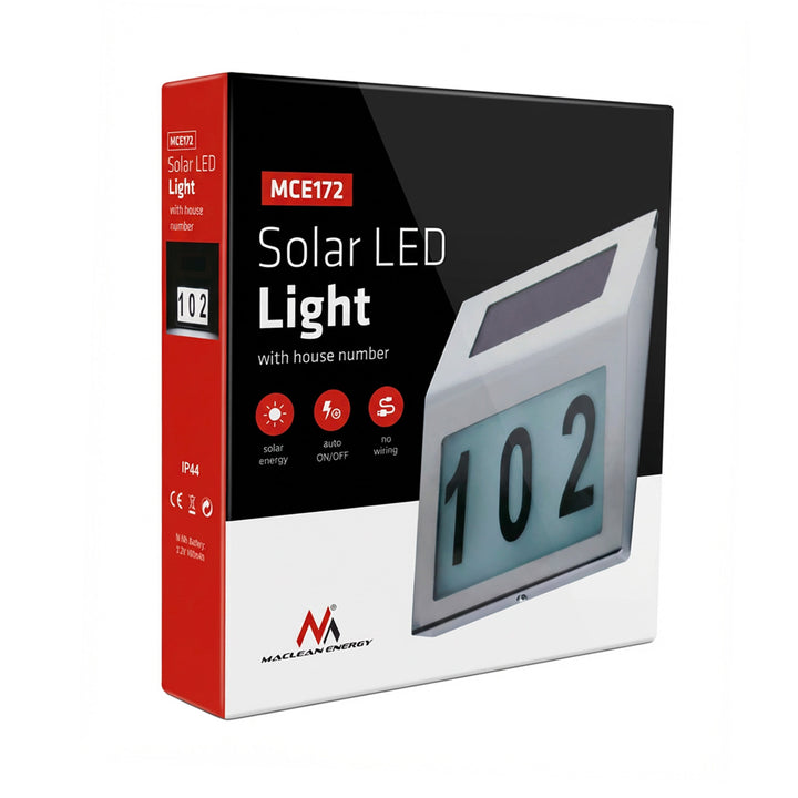 Maclean Energy MCE172 LED lâmpada solar para número de casa
