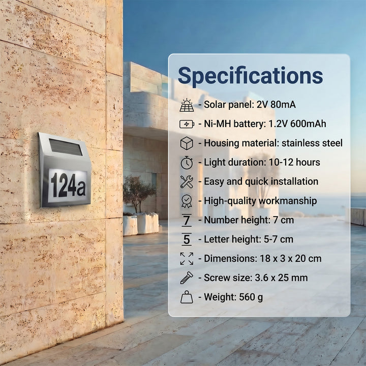 Maclean Energy MCE172 LED lâmpada solar para número de casa