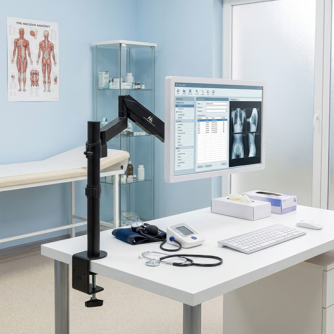 Soporte de monitor Maclean MC-775 con resorte de gas, brazo doble de 17 "-32" 8 kg