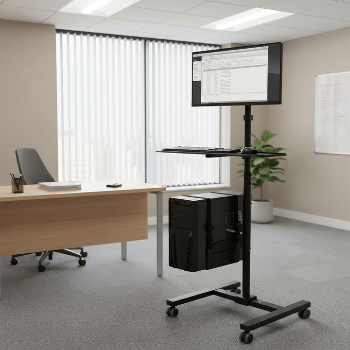 Estação de trabalho profissional para monitores de TV LCD LED com rodas Maclean Brackets MC-793: