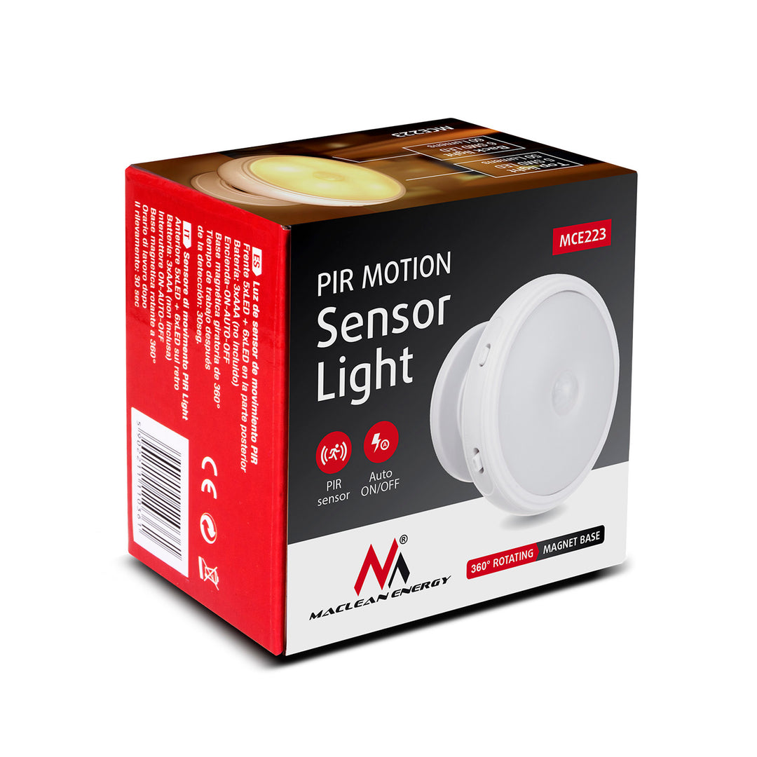 LÂMPADA LED COM SENSOR DE MOVIMENTO E SENSOR CREPÚSCULO NA BATERIA MAGNES