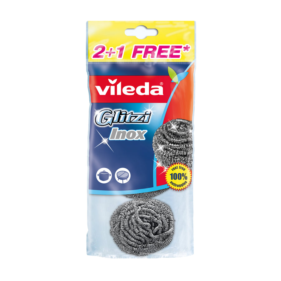 Lavavajillas Vileda Glitzi Spiral INOX acero inoxidable 3 piezas