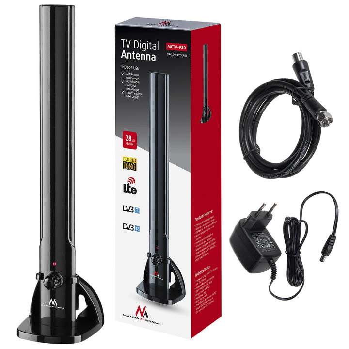 Antena de TV DVB-T2 HEVC Interna HDTV DVB-T2 DVB-T2 HEVC LTE DAB FM 100dBμV Amplificador de sinal de televisão digital
