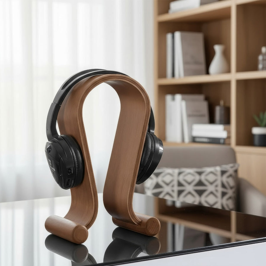 Soporte para auriculares de madera, color nuezMaclean MC-815W