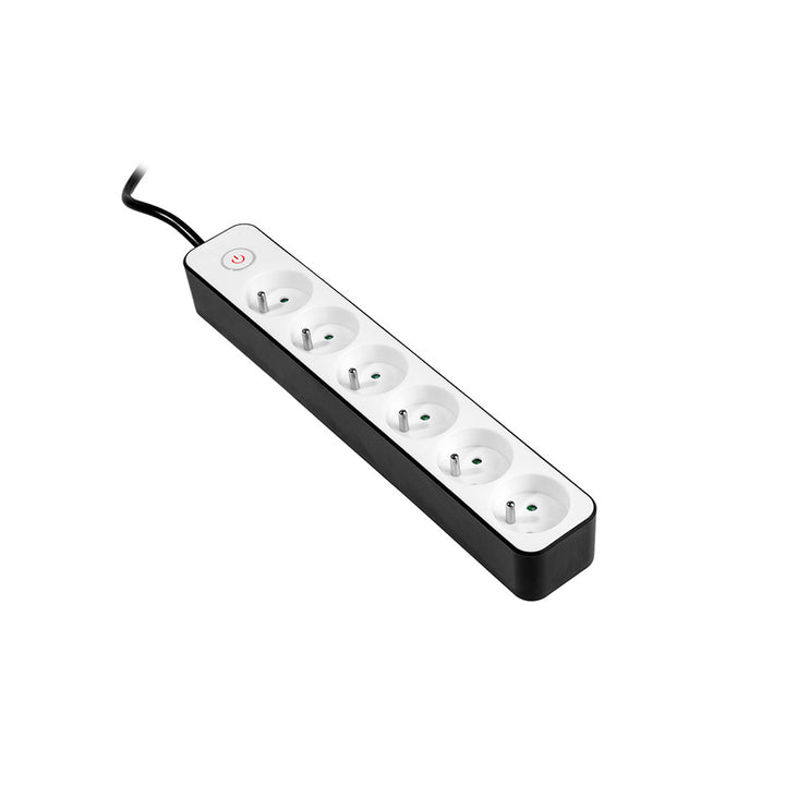 Regleta de 6 tomas TRACER Zebra de 1,5 m con protector contra sobretensiones