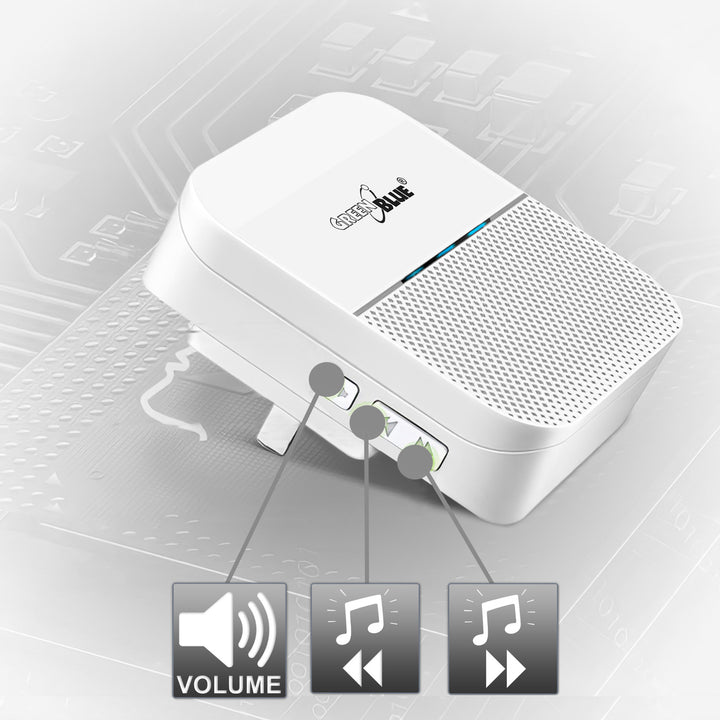 Indicador de entrada sem fio com sensor de movimento e 52 melodias, 230 V, máx. 8 sensores, branco GreenBlue GB212