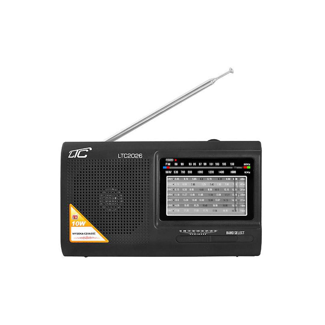 Radio portátil LTC2026 Wilga negra Batería, red y alimentada por batería.