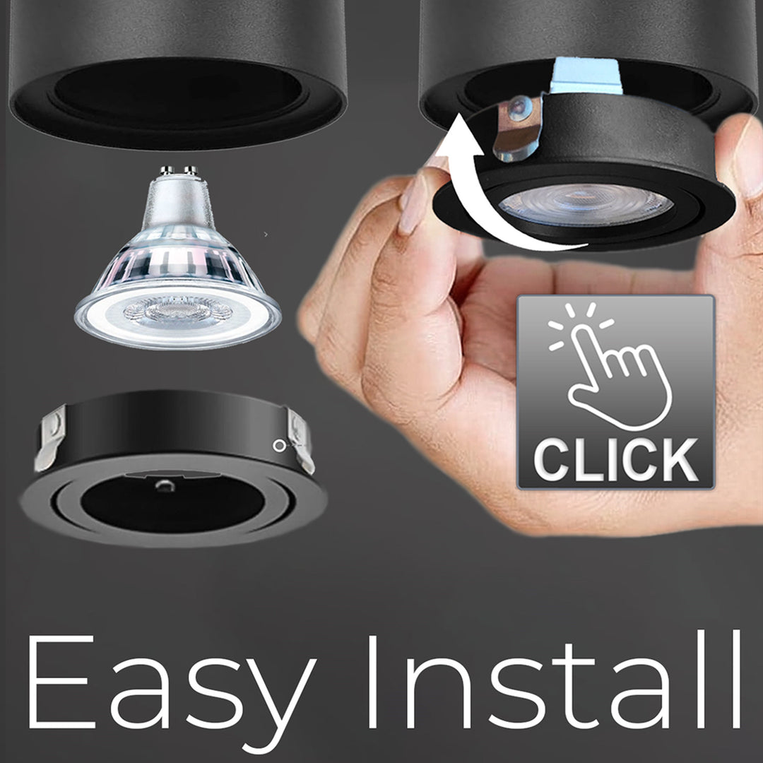 Spot de teto ajustável com casquilho GU10 para lâmpadas LED e halógenas até 40W para montagem saliente, branco, 80x115mm, alumínio MCE422 B