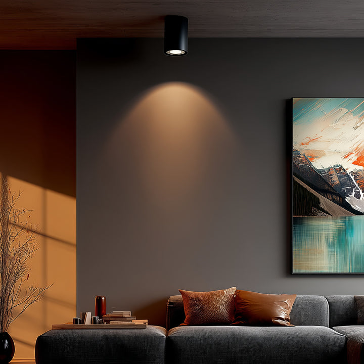 Spot de teto ajustável com casquilho GU10 para lâmpadas LED e halógenas até 40W para montagem saliente, branco, 80x115mm, alumínio MCE422 B
