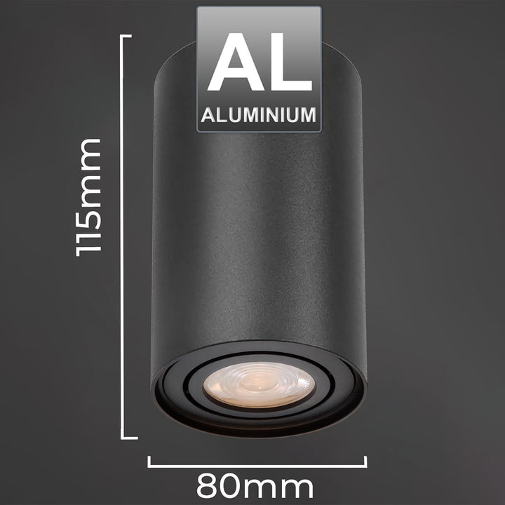 Spot de teto ajustável com casquilho GU10 para lâmpadas LED e halógenas até 40W para montagem saliente, branco, 80x115mm, alumínio MCE422 B