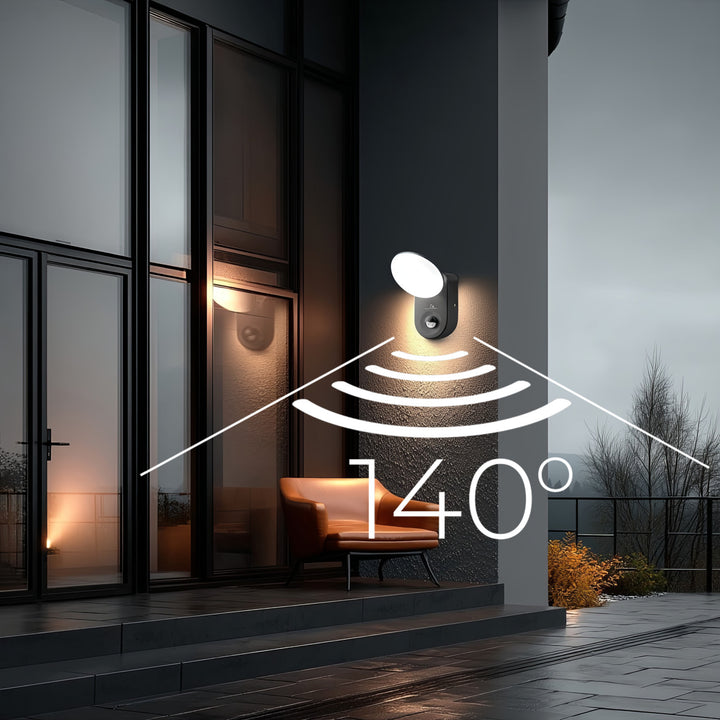 Aplique LED con sensor de movimiento PIR, sensor crepuscular, aplique para exterior, aplique para pared Iluminación interior / exterior IP65 4000K blanco neutro 15W, 1100lm Maclean MCE367