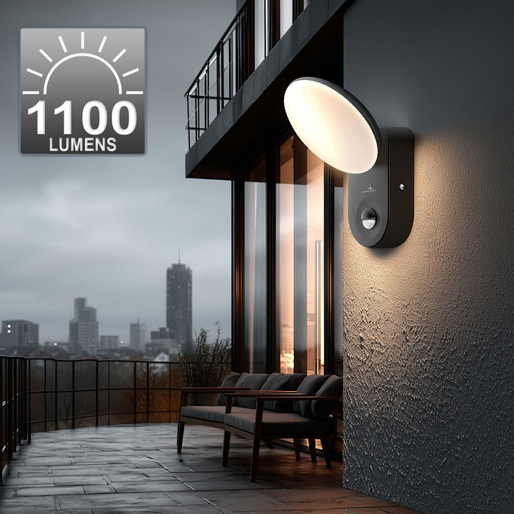 Aplique LED con sensor de movimiento PIR, sensor crepuscular, aplique para exterior, aplique para pared Iluminación interior / exterior IP65 4000K blanco neutro 15W, 1100lm Maclean MCE367