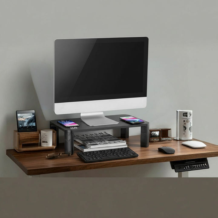 Soporte de pantalla ajustable en altura con soporte de monitor de carga inalámbrica Qi de 17"~32" hasta un máximo de 20 kg de carga por inducción
