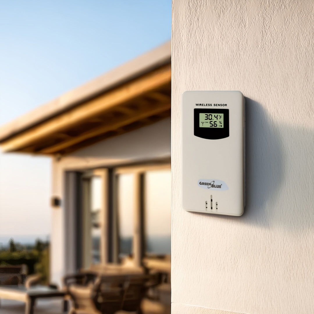 Estación meteorológica inalámbrica con cargador inalámbrico/inductivo GreenBlue, reloj, alarma, calendario, sensor de exterior, GB213