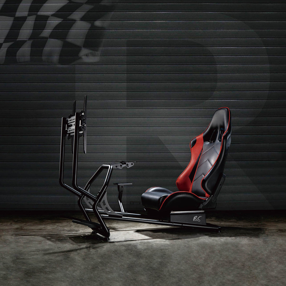 Asiento de juego 3en1 con tapizado de cuero sintético, soporte para volante, soporte para TV hasta 50" Max. Vesa 400x400, cabina de simulación de carreras NanoRS RS160