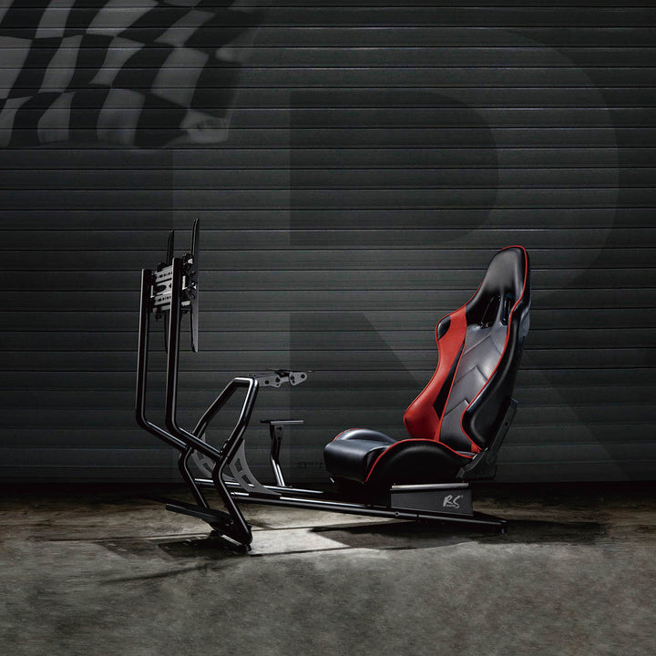 Asiento de juego 3en1 con tapizado de cuero sintético, soporte para volante, soporte para TV hasta 50" Max. Vesa 400x400, cabina de simulación de carreras NanoRS RS160