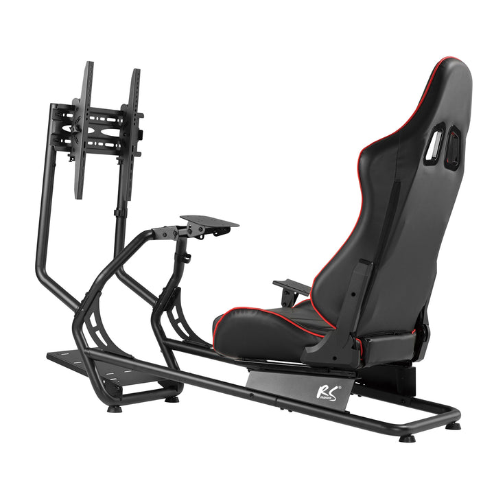 Asiento de juego 3en1 con tapizado de cuero sintético, soporte para volante, soporte para TV hasta 50" Max. Vesa 400x400, cabina de simulación de carreras NanoRS RS160