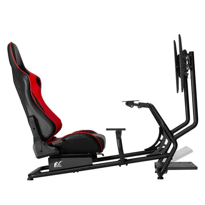 Asiento de juego 3en1 con tapizado de cuero sintético, soporte para volante, soporte para TV hasta 50" Max. Vesa 400x400, cabina de simulación de carreras NanoRS RS160