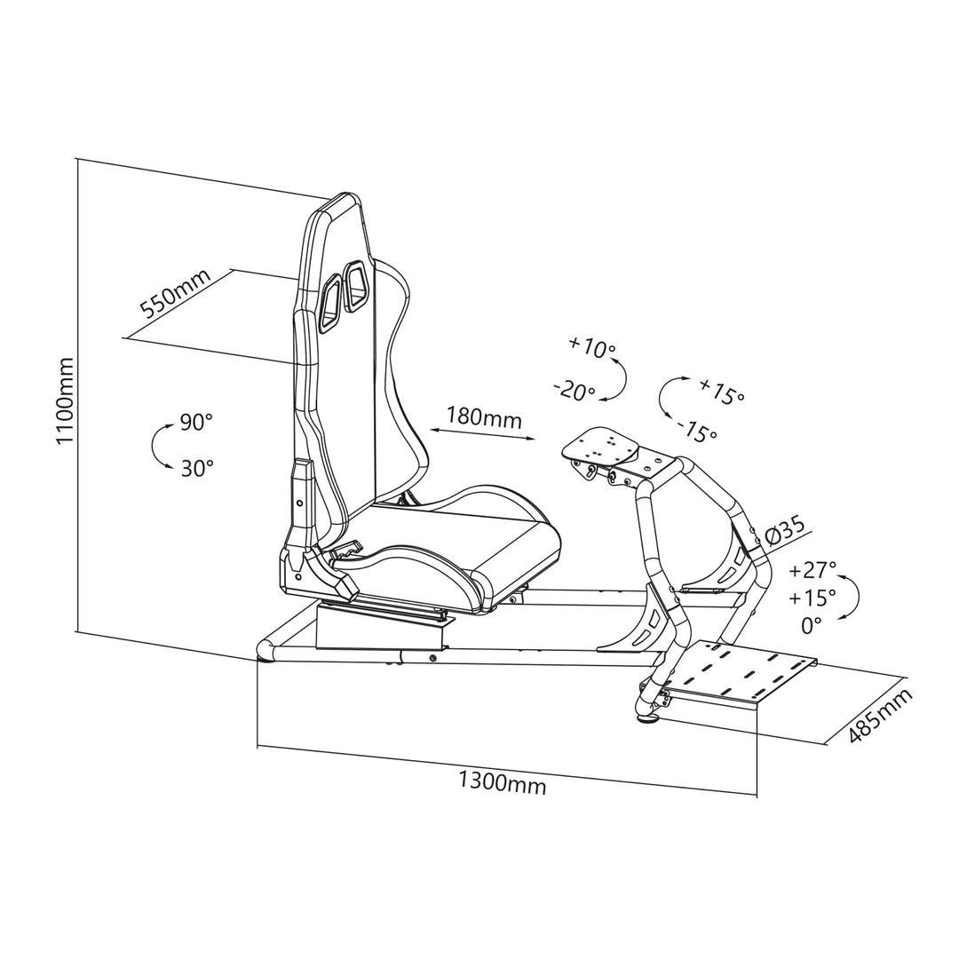 Asiento de juego 3en1 con tapizado de cuero sintético, soporte para volante, soporte para TV hasta 50" Max. Vesa 400x400, cabina de simulación de carreras NanoRS RS160