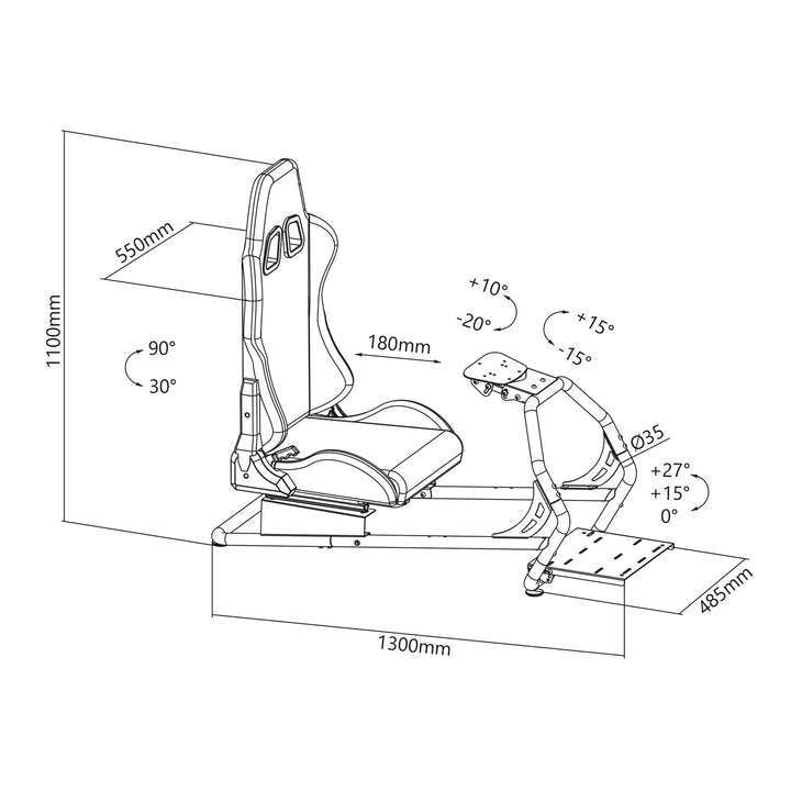 Asiento de juego 3en1 con tapizado de cuero sintético, soporte para volante, soporte para TV hasta 50" Max. Vesa 400x400, cabina de simulación de carreras NanoRS RS160