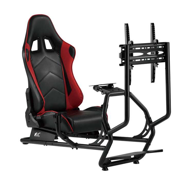 Asiento de juego 3en1 con tapizado de cuero sintético, soporte para volante, soporte para TV hasta 50" Max. Vesa 400x400, cabina de simulación de carreras NanoRS RS160
