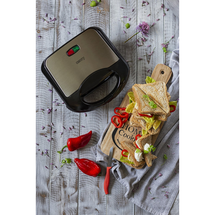 Tostadora de sándwiches Camry, capa cerámica antiadherente, potencia máxima 850 W, CR 3018