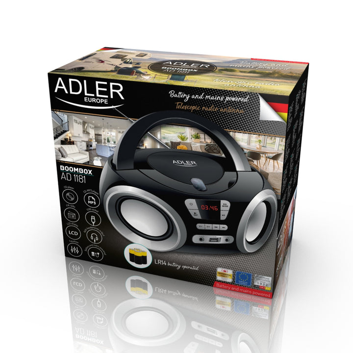 Coluna de som CD-MP3, USB, rádio Adler AD 1181