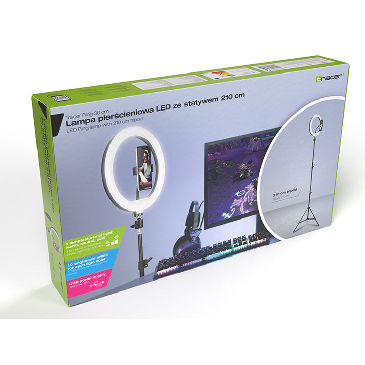 Tracer Ring Light 30cm com tripé de 210cm