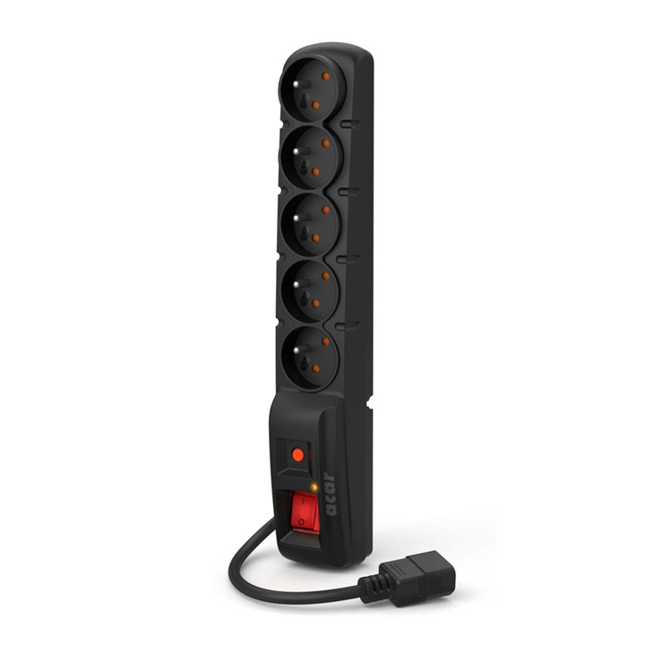 Acar Regleta de protección contra sobretensiones, Enchufe IEC, negro, 2300 W, 5 m, F5 IEC