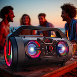 Audiocore AC875 Bazooka Alto-falante portátil Bluetooth Boombox 30W (20W + 5Wx2) IPX4 à prova de respingos / Rádio / microSD / Aux-In / USB / Iluminação / Porta de microfone